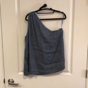 LOFT Chambray One Shoulder Top
